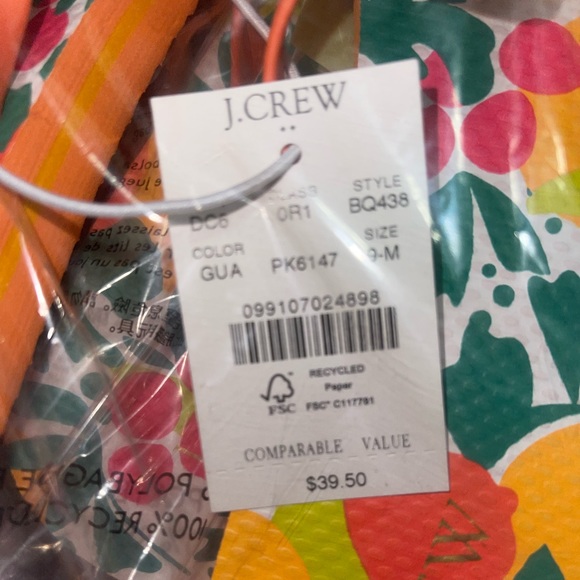 J. CREW Printed Flip Flops Guava Orange Fruit Graphic Thong Sandals - Picture 6 of 7
